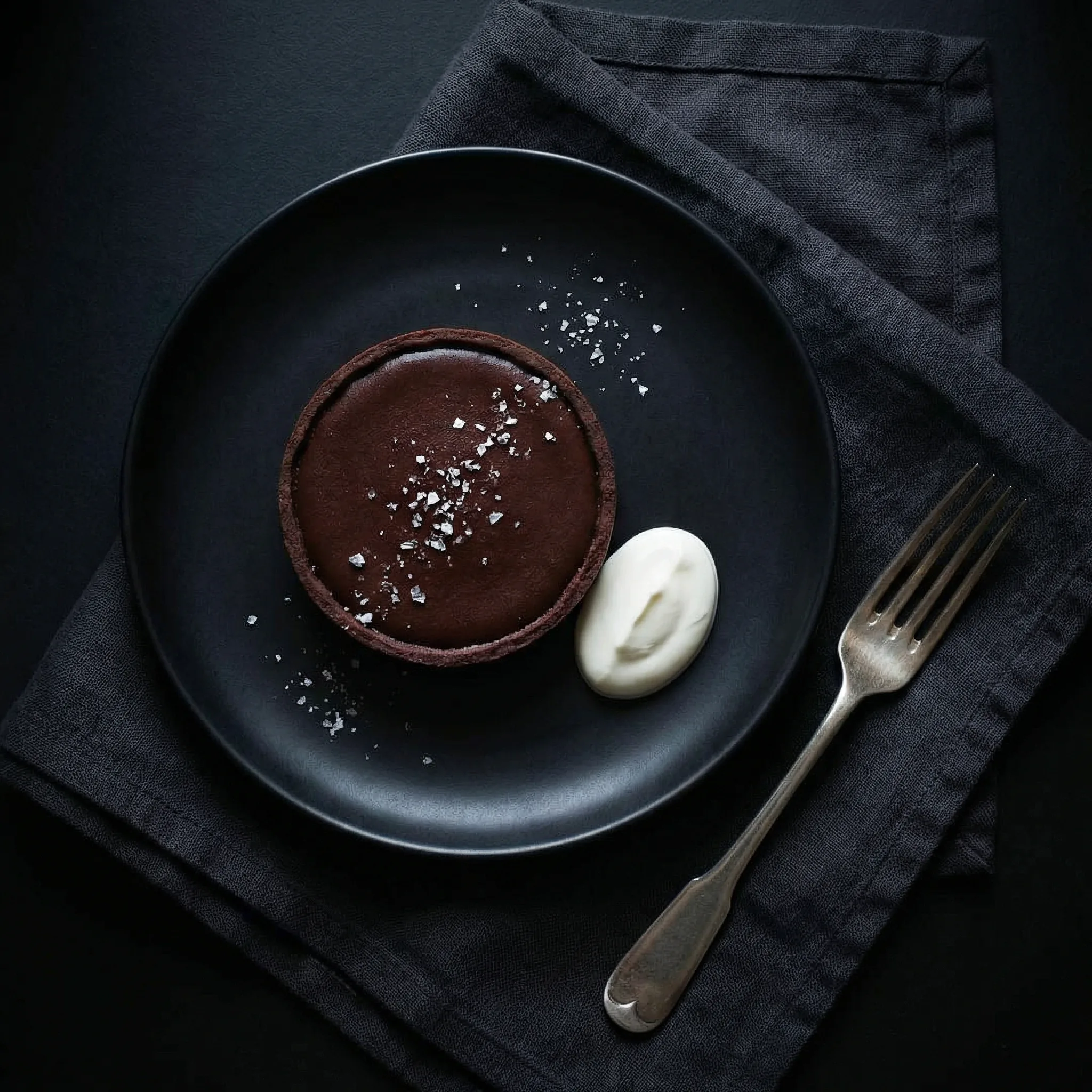 Dark chocolate tart with sea salt