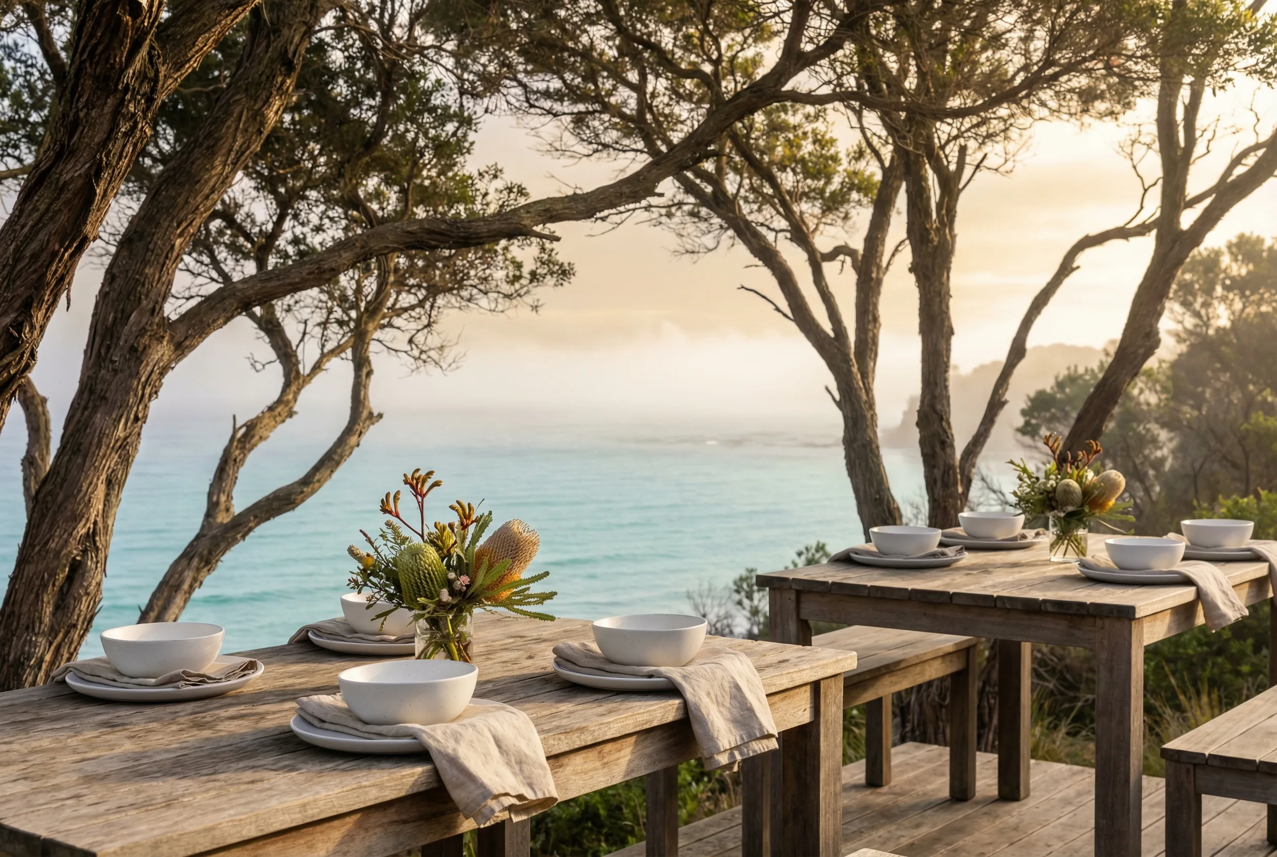 Morning terrace overlooking the ocean